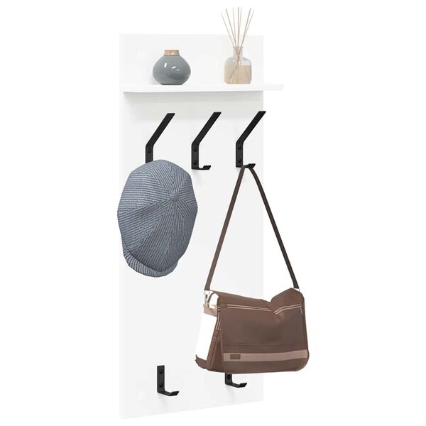 vidaXL Appendiabiti a muro Bianco 40 x 10 x 90 cm Legno multistrato