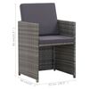 vidaXL Set da Pranzo per Esterni 17 pz con Cuscini Polyrattan Grigio