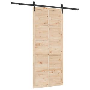 vidaXL Porta scorrevole Naturale 80 x 208 cm Legno Massello di Pino