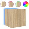 vidaXL Mobile TV a Parete con Luci LED Rovere Sonoma 40,5x35x40 cm