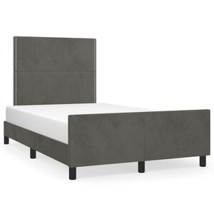 vidaXL Giroletto senza Materasso Grigio Scuro 120x190 cm Velluto