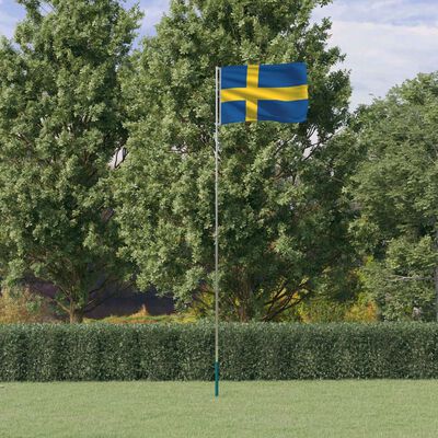 vidaXL Asta e Bandiera Svezia 5,55 m Alluminio