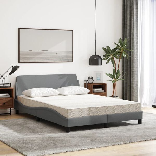vidaXL Letto con Materasso Dover Grigio Chiaro 140x200cm Tessuto