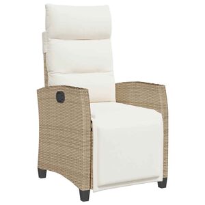 vidaXL Sedia Reclinabile da Giardino con Tavolino Beige Polyrattan