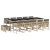 vidaXL Set Pranzo da Giardino 15 pz con Cuscini Beige Misto Polyrattan