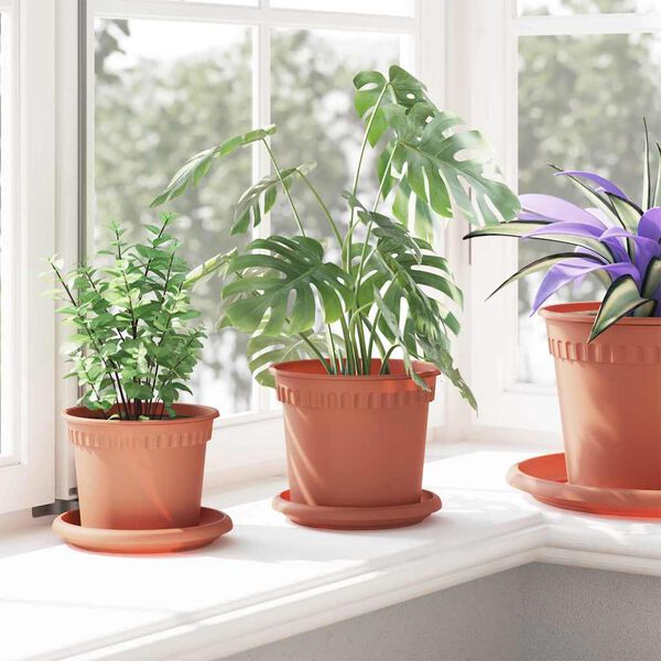 vidaXL Vaso Rotondo per Fiori 24 pcs Rosso Mattone &Oslash; 15 x 12 cm