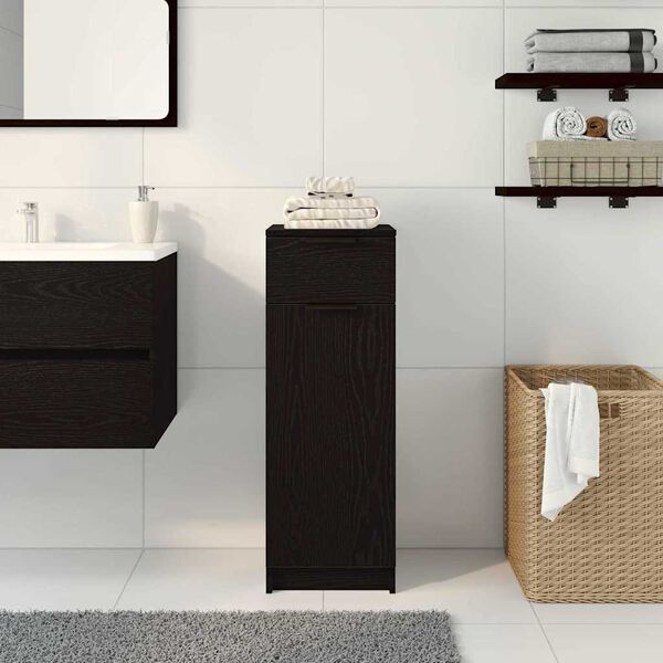 vidaXL Mobile da Bagno Rovere nero 32 x 34 x 90 cm Legno multistrato