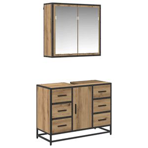 vidaXL Set di mobili per il bagno 2 pz Rovere artigianale
