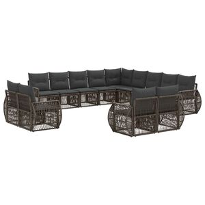 vidaXL Set Divano da Giardino 13 pz Grigio e Grigio Scuro polyrattan