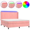 vidaXL Letto a Molle con Materasso e LED Rosa 160x200 cm in Velluto