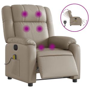 vidaXL Poltrona Reclinabile Massaggio Elettrica Cappuccino Similpelle
