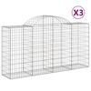 vidaXL Cesti Gabbioni ad Arco 3 pz 200x50x100/120 cm Ferro Zincato