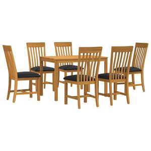 vidaXL Set da pranzo 7 pz Nero Legno di Quercia Massello