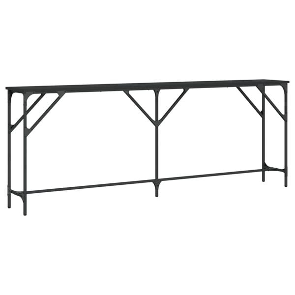 vidaXL Tavolino Consolle Nero 200x29x75 cm in Legno Multistrato