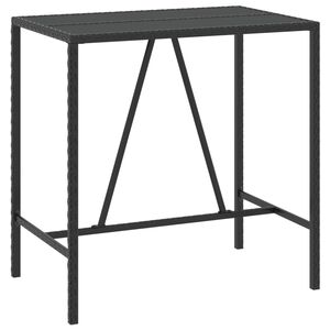 vidaXL Tavolo da Bar con Piano in Vetro Nero 110x70x110 cm Polyrattan