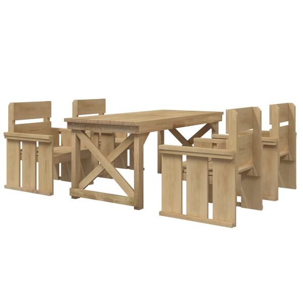 vidaXL Set da Pranzo per Giardino 5 pz in Legno di Pino Impregnato
