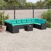 vidaXL Set Divani da Giardino 11 pz con Cuscini in Polyrattan Nero