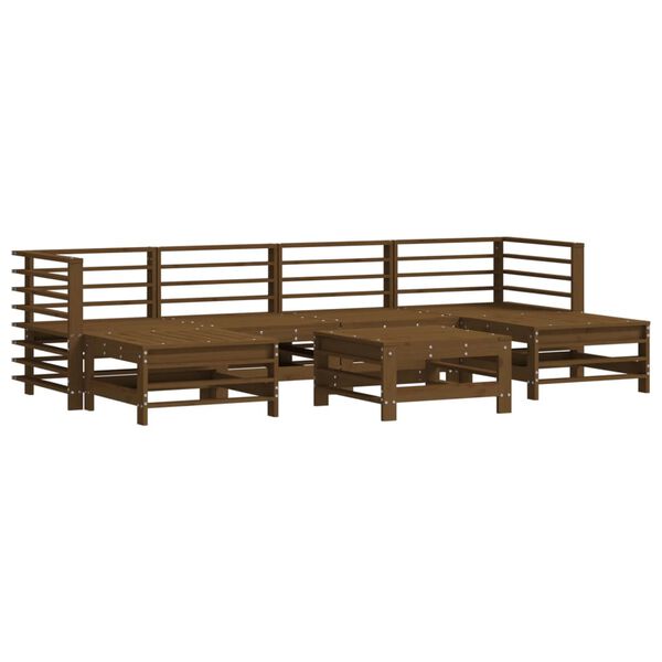 vidaXL Set Divani da Giardino 7 pz con Cuscini in Legno Massello ambra