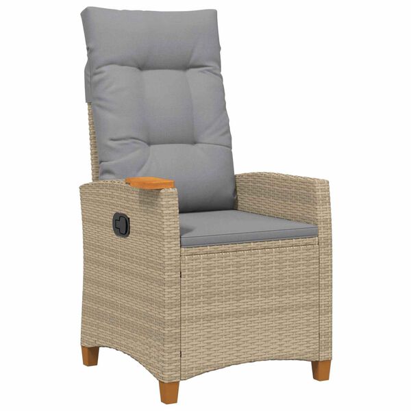 vidaXL Poltrona reclinabile con tavolino 62 x 64 x 112 cm polyrattan