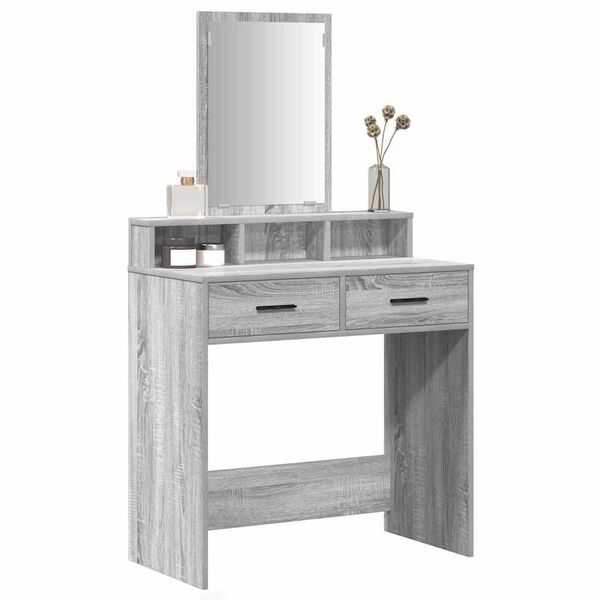 vidaXL Tavolo da Trucco con cassetto Grigio Sonoma 79 x 41 x 140 cm
