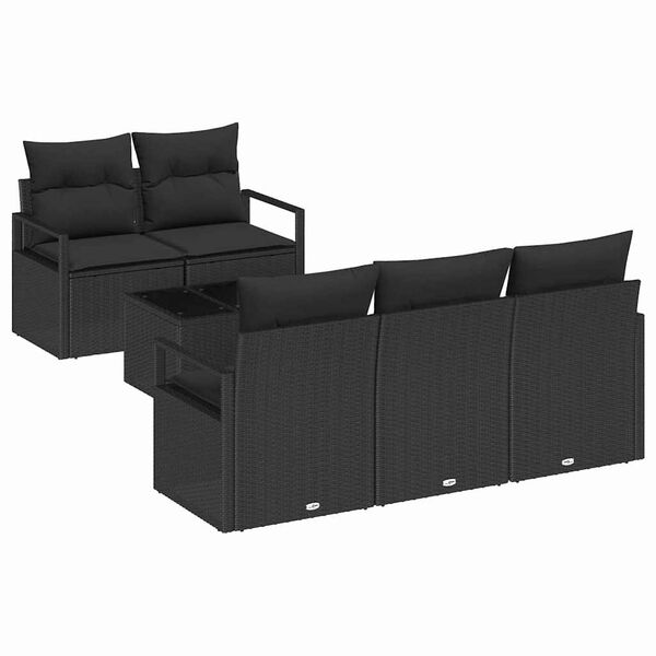 vidaXL Set di divani 6 pcs Nero polyrattan