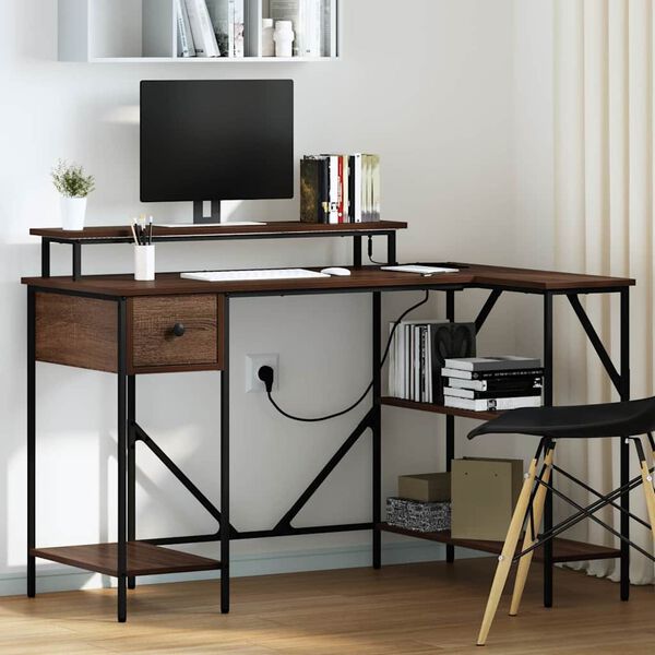 vidaXL Scrivania Rovere Marrone 120 x 79 x 86,5 cm Legno multistrato