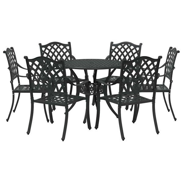 vidaXL Set da Pranzo per Giardino 7 pcs Nero Alluminio
