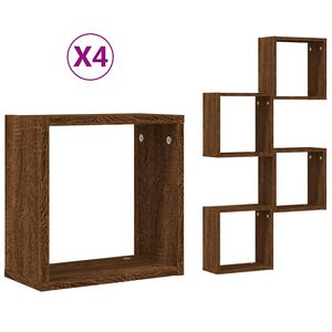 vidaXL Mensole a Cubo 4 pz Rovere Marrone 30x15x30 cm