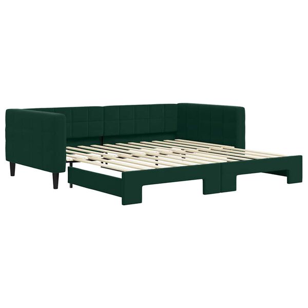 vidaXL Divano Letto con Letto Estraibile Verde Scuro 100x200cm Velluto