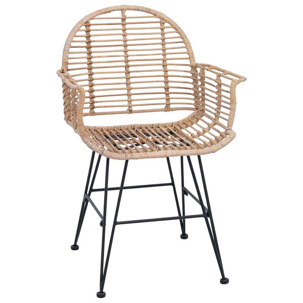 vidaXL Sedia da pranzo 2 pcs Naturale 57 x 54.5 x 85 cm Rattan e Ferro