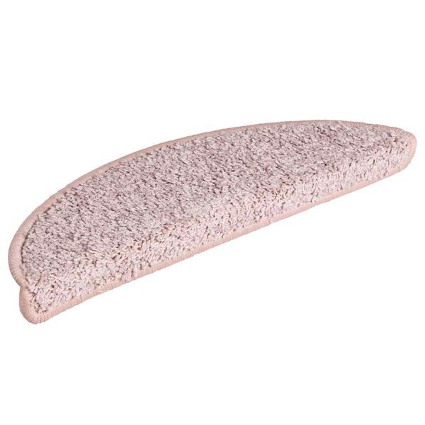 vidaXL Tappetini per scale 30 pz 56x17x3 cm rosa chiaro semicircolari
