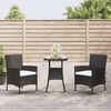 vidaXL Set Bistrò da Giardino 3 pz con Cuscini in Polyrattan Nero