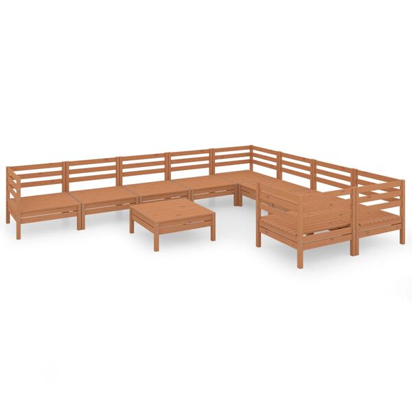vidaXL Set Salotto da Giardino 10 pz ambra in Legno Massello di Pino