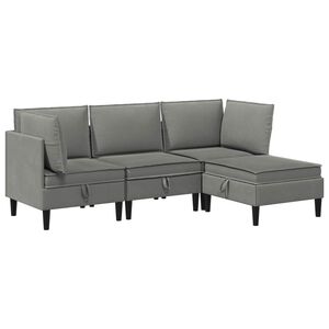 vidaXL Set di mobili per il soggiorno 4 pz Grigio scuro Tessuto
