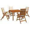 vidaXL Set da pranzo da giardino 5 pezzi Naturale