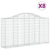 vidaXL Cesti Gabbioni ad Arco 8 pz 200x30x100/120 cm Ferro Zincato