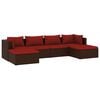 vidaXL Set Divani da Giardino 6 pz con Cuscini in Polyrattan Marrone
