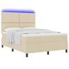 vidaXL Letto a molle con materasso con led Crema 160 x 200 cm Tessuto