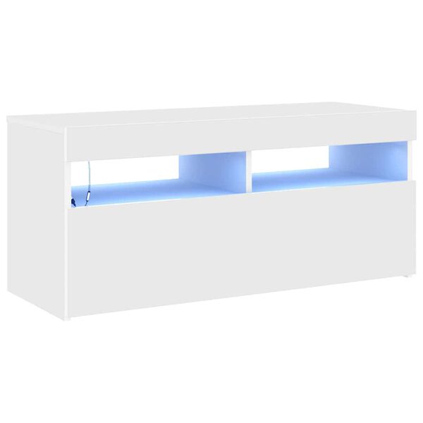 vidaXL Mobile Porta TV con Luci LED Bianco 90x35x40 cm