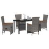 vidaXL Set da Pranzo per Giardino con cuscino 5 pcs Grigio polyrattan