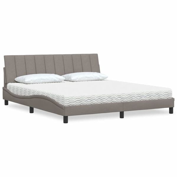 vidaXL Letto con Materasso Hanko Tortora 180x200 cm in Tessuto