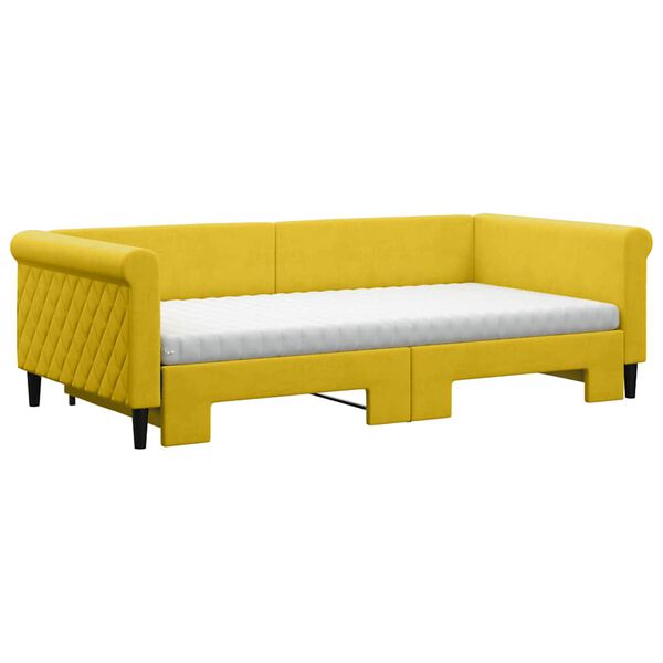 vidaXL Divano Letto Estraibile con Materassi Giallo 100x200 cm Velluto