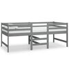 vidaXL Letto Medio-Alto Grigio in Legno Massello di Pino 90x200 cm