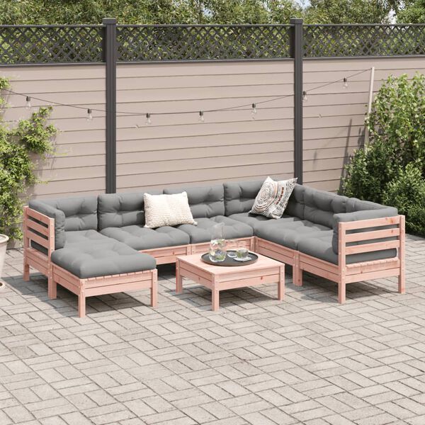 vidaXL Set Divani da Giardino 8 pz con Cuscini Massello Abete Douglas