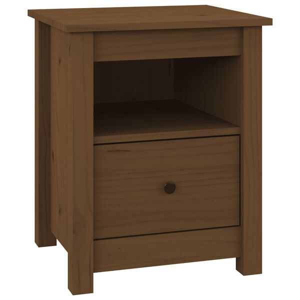 vidaXL Comodino Marrone Ambra 40x35x49 cm in Legno Massello di Pino