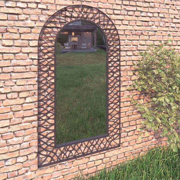 vidaXL Specchio a Parete da Giardino ad Arco 60x110 cm Nero