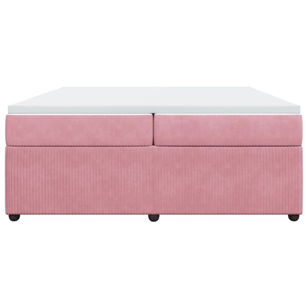 vidaXL Giroletto a Molle con Materasso Rosa 200x200 cm in Velluto