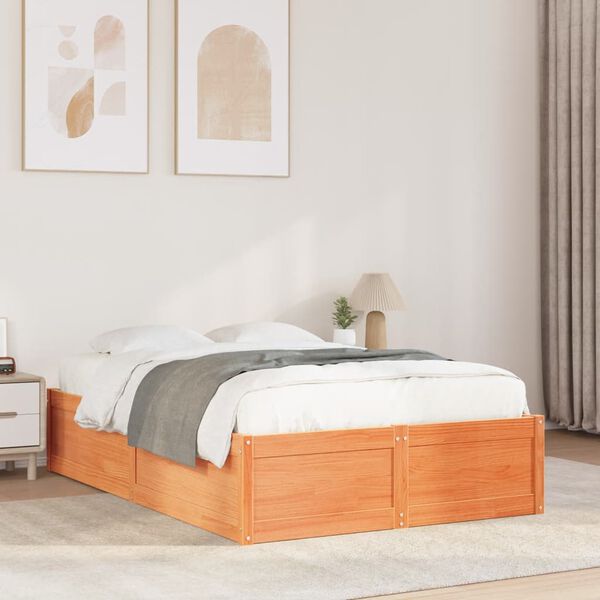 vidaXL Letto senza Materasso Marrone Cera 120x190 cm in Legno di Pino