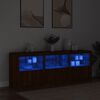 vidaXL Credenza con Luci LED Rovere Marrone 181,5x37x67 cm