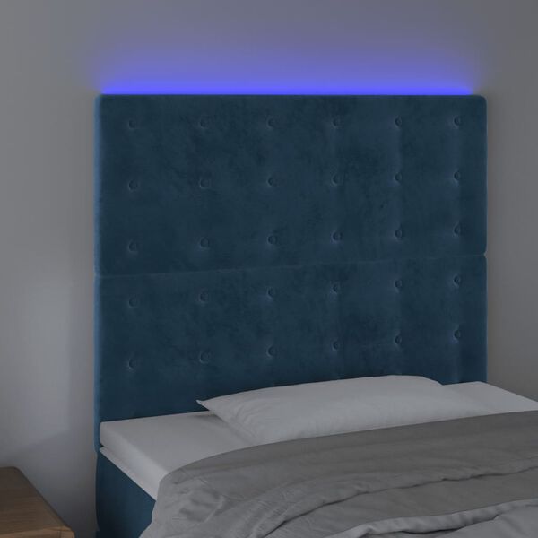 vidaXL Testiera a LED Blu Scuro 100x5x118/128 cm in Velluto